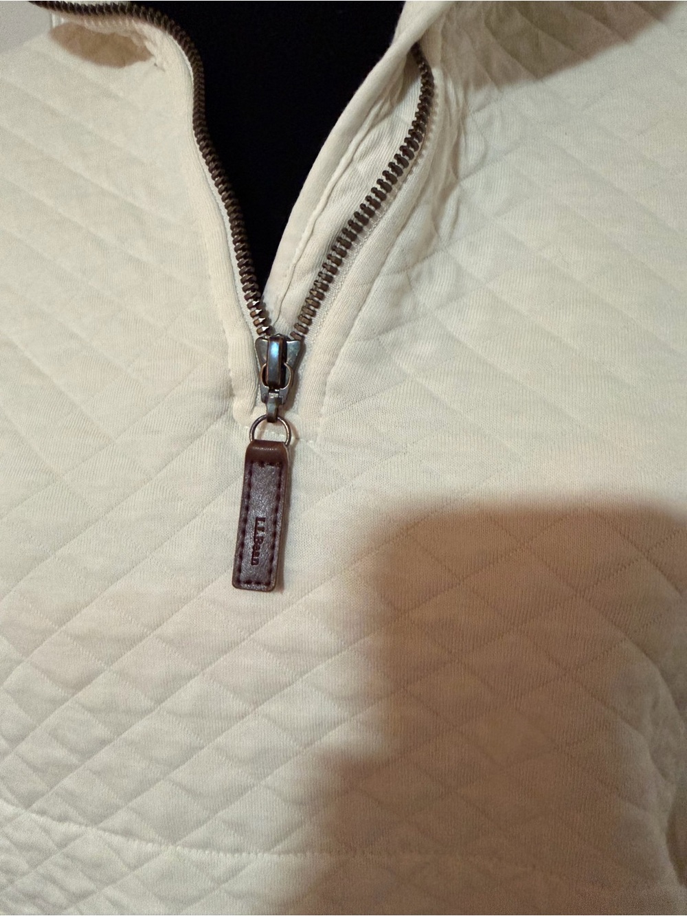 L.L.Bean Cream Quilted Quarter Zip Pullover Sweatshirt XS - Picture 5 of 7